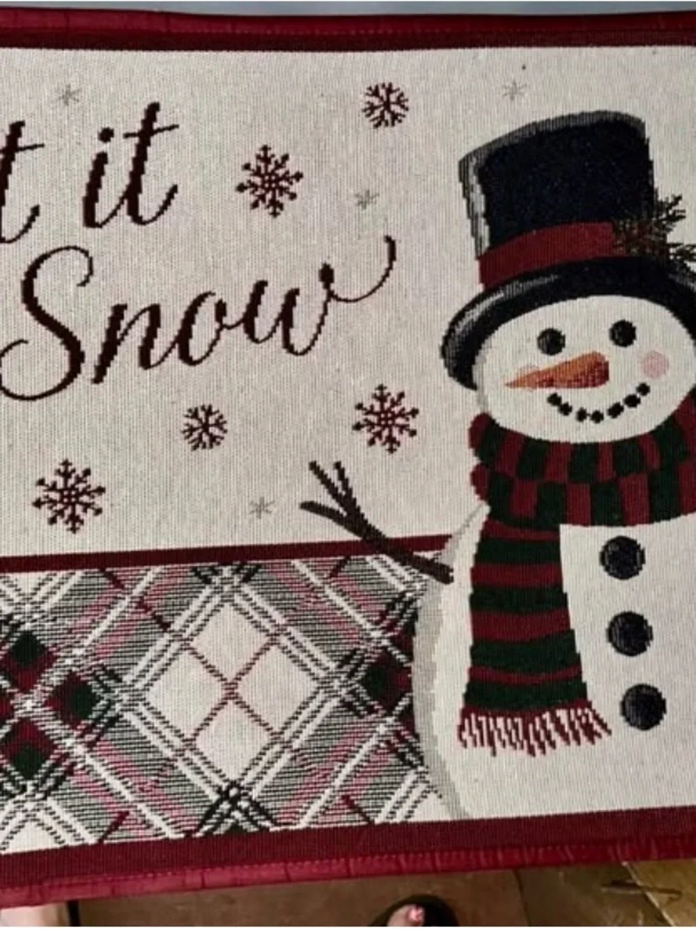 Holiday Snowman Decorative Placemat - Red, Black & Cream